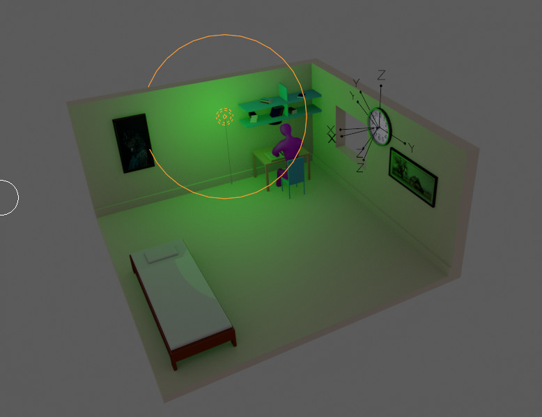 The range of a sound sensor in the example room